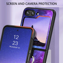 Glow in the dark Samsung Galaxy Z Flip 6 phone case with a blue nebula space design slim fit and anti scratch cover