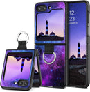 Glow in the dark Samsung Galaxy Z Flip 6 phone case with a blue nebula space design slim fit and anti scratch cover
