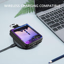 Glow in the dark Samsung Galaxy Z Flip 6 phone case with a blue nebula space design slim fit and anti scratch cover