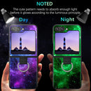 Glow in the dark Samsung Galaxy Z Flip 6 phone case with a blue nebula space design slim fit and anti scratch cover