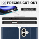 iPhone 16 Leather Magnetic Closure Protective Flip Cover Compatible Black