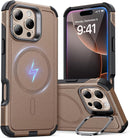 iPhone 16 Case Stand, 23FT Military Grade Drop Protection Heavy Duty Magnetic Phone Case Black