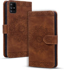 Google Pixel 9 Pro Durable PU Leather Wallet Case Protective Cover - Mandala Brown