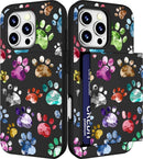 iPhone 16 Pro Case Cute Card Holder Slim Cases Paws Dog Craws