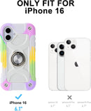 iPhone 16 Case 6.1 Inch Ring Stand Military Grade Drop Protection Full Body Rugged Heavy Duty Case Cover