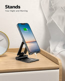 Dual Folding Cell Phone Stand, Fully Adjustable Foldable Desktop Phone Holder Cradle