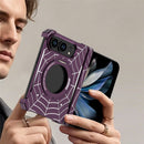 DYONG for iPhone Duo Frameless Case Magnetic Rotating Kickstand Spider Web Pattern Phone Cover