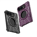 DYONG for iPhone Duo Frameless Case Magnetic Rotating Kickstand Spider Web Pattern Phone Cover