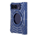 DYONG for iPhone Duo Frameless Case Magnetic Rotating Kickstand Spider Web Pattern Phone Cover