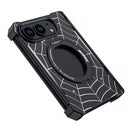 DYONG for iPhone Duo Frameless Case Magnetic Rotating Kickstand Spider Web Pattern Phone Cover