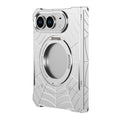 DYONG for iPhone Duo Frameless Case Magnetic Rotating Kickstand Spider Web Pattern Phone Cover