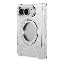 DYONG for iPhone Duo Frameless Case Magnetic Rotating Kickstand Spider Web Pattern Phone Cover