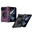 DYONG for iPhone Duo Frameless Case Magnetic Rotating Kickstand Spider Web Pattern Phone Cover