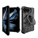 DYONG for iPhone Duo Frameless Case Magnetic Rotating Kickstand Spider Web Pattern Phone Cover