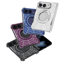 DYONG for iPhone Duo Frameless Case Magnetic Rotating Kickstand Spider Web Pattern Phone Cover
