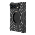 DYONG for iPhone Duo Frameless Case Magnetic Rotating Kickstand Spider Web Pattern Phone Cover