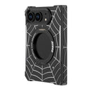 DYONG for iPhone Duo Frameless Case Magnetic Rotating Kickstand Spider Web Pattern Phone Cover