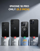 Magnetic for Iphone 16 Pro Case Full-Body Phone with Built-In Glass Screen Protector, [Compatible with Magsafe] Military Drop Proof 16 Pro Cover Bumper 6.3 Inch, Black