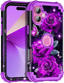 iPhone 16 Pro Case Glow Dark Three Layer Heavy Duty Shockproof Protection Hard Plastic Bumper+Soft Silicone Case