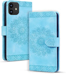 Google Pixel 9 Pro Durable PU Leather Wallet Case Protective Cover - Mandala Brown