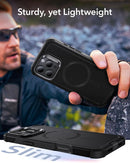 iPhone 16 Case Stand, 23FT Military Grade Drop Protection Heavy Duty Magnetic Phone Case Black