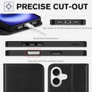 iPhone 16 Leather Magnetic Closure Protective Flip Cover Compatible Black