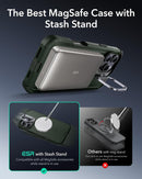 iPhone 16 Case Stand, 23FT Military Grade Drop Protection Heavy Duty Magnetic Phone Case Black