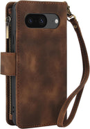 Google Pixel 9 Pro XL 6.8 PU Leather Slim Phone Case Protective Wallet Cover Brown