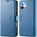 iPhone 16 Leather Magnetic Closure Protective Flip Cover Compatible Black