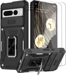 Google Pixel 9 Case Pro Case Protector Belt Clip Holster Body Cover with Kickstand Black