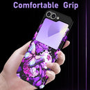 for Galaxy Z Flip 6 Case,Glitter Floral Pattern Hard PC Slim Shockproof Full Body Protective Girls Case