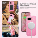 for Google Pixel 9A Case Clear Glitter, [Compatible with Magsafe] Pixel 9A Magnetic Phone Case Transparent Crystal Shockproof Women Girl Protective Cover for 9A 6.3 Inch, Hot Pink Glitter