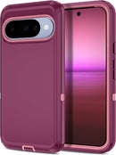 for Google Pixel 9A Case Shockproof Dust/Drop Proof 3 - Layer Full Body Protection [Without Screen Protector] Rugged Heavy Duty Cover Case for Google Pixel 9A 6.3 Inch,Purple/Pink