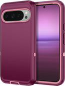 for Google Pixel 9A Case Shockproof Dust/Drop Proof 3 - Layer Full Body Protection [Without Screen Protector] Rugged Heavy Duty Cover Case for Google Pixel 9A 6.3 Inch,Purple/Pink