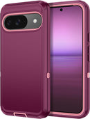 for Google Pixel 9A Case Shockproof Dust/Drop Proof 3 - Layer Full Body Protection [Without Screen Protector] Rugged Heavy Duty Cover Case for Google Pixel 9A 6.3 Inch,Purple/Pink