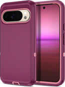 for Google Pixel 9A Case Shockproof Dust/Drop Proof 3 - Layer Full Body Protection [Without Screen Protector] Rugged Heavy Duty Cover Case for Google Pixel 9A 6.3 Inch,Purple/Pink
