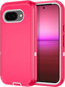 for Google Pixel 9A Case Shockproof Dust/Drop Proof 3 - Layer Full Body Protection [Without Screen Protector] Rugged Heavy Duty Cover Case for Google Pixel 9A 6.3 Inch,Purple/Pink