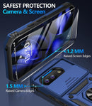 for Google Pixel 9A Case with Screen Protector & Slide Camera Lens Cover,Built - In 360°Rotate Magnetic Ring Stand Shockproof Protective Phone Case for Google Pixel 9A Case (Blue)