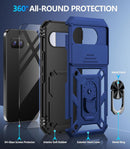 for Google Pixel 9A Case with Screen Protector & Slide Camera Lens Cover,Built - In 360°Rotate Magnetic Ring Stand Shockproof Protective Phone Case for Google Pixel 9A Case (Blue)