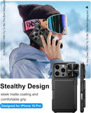 Iphone 16 Pro Case Wallet, Built Card Holder Slide Camera Cover, Military Grade Drop Protection