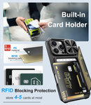 Iphone 16 Pro Case Wallet, Built Card Holder Slide Camera Cover, Military Grade Drop Protection