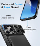 Iphone 16 Pro Case Wallet, Built Card Holder Slide Camera Cover, Military Grade Drop Protection