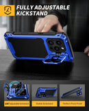 Blue metal iPhone 16 Pro case with Magsafe military grade protection a sliding camera cover and a built in kickstand