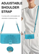 for Iphone 16 Pro Wallet Case with Shoulder Strap Crossbody Lanyard