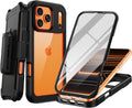 for iPhone 17 Pro Max Case, Full Body Phone Case with Built-in Screen Protector & Belt Clip Holster, Military Grade Drop Protection Rugged Cell Phone Cover for 17 ProMax 6.9” (Clear Black)