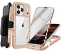 for iPhone 17 Pro Max Case, Full Body Phone Case with Built-in Screen Protector & Belt Clip Holster, Military Grade Drop Protection Rugged Cell Phone Cover for 17 ProMax 6.9” (Clear Black)