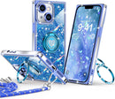 for Iphone 17 Pro Max Case, Glitter Bling Phone Cover with 2 - Ring Heart Stand & Lanyard, Women Girls Luxury Rhinestone Shockproof Protective Case for Iphone 17 Pro Max, Pink