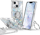 for Iphone 17 Pro Max Case, Glitter Bling Phone Cover with 2 - Ring Heart Stand & Lanyard, Women Girls Luxury Rhinestone Shockproof Protective Case for Iphone 17 Pro Max, Pink