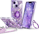 for Iphone 17 Pro Max Case, Glitter Bling Phone Cover with 2 - Ring Heart Stand & Lanyard, Women Girls Luxury Rhinestone Shockproof Protective Case for Iphone 17 Pro Max, Pink
