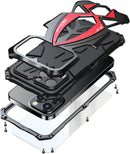 for Iphone 17 Pro Max Case Heavy Duty Protection Rugged Screw Full Body Military Grade Metal Bumper Rubber with Hard Durable Phone Cases Cover 2025 Black Red